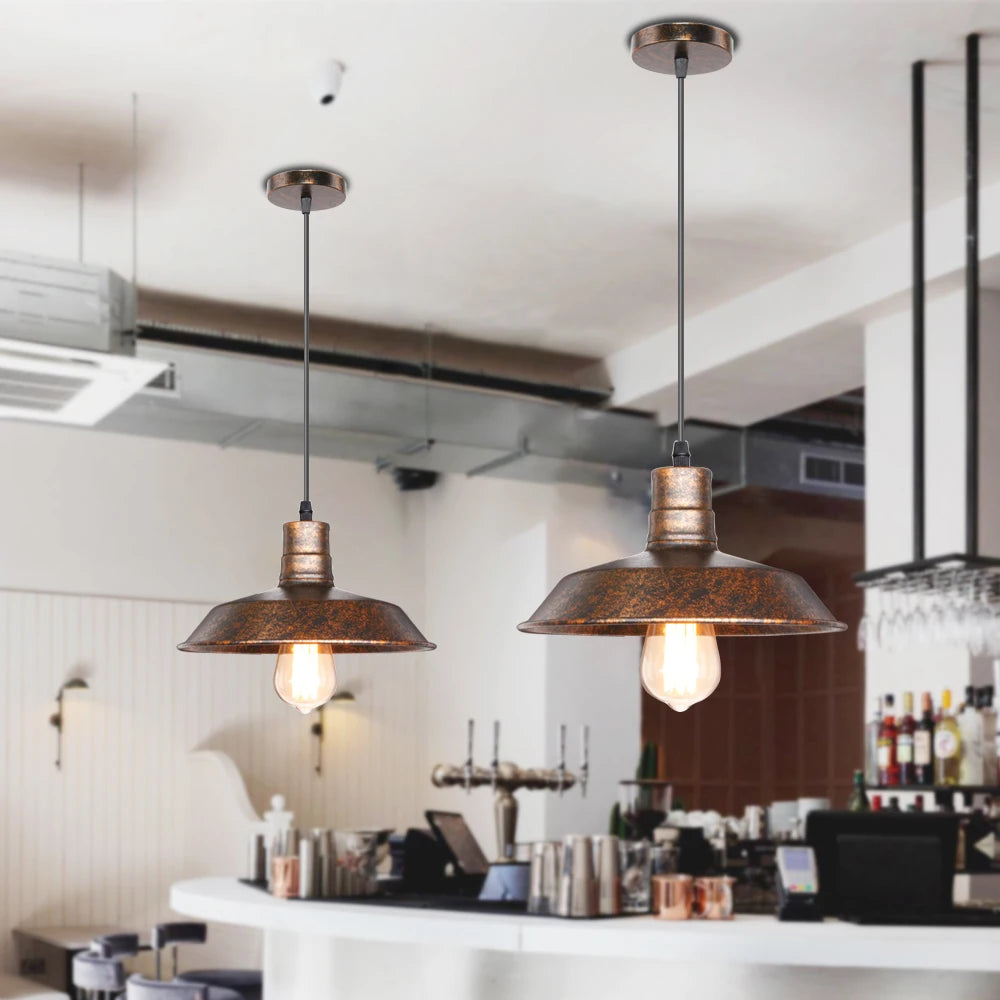 Industrial Vintage Rust Metal Pendant Lamps