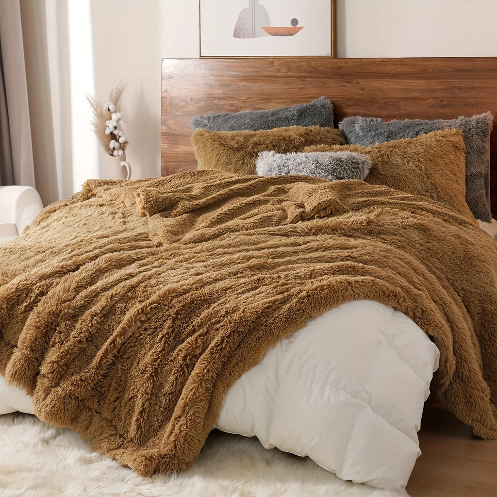 Luxury Ultra-Soft Faux Fur Blanket Double-Sided Plush Warmth Thick Cozy Winter Bedding for Sofa Bed Chair Machine Washable