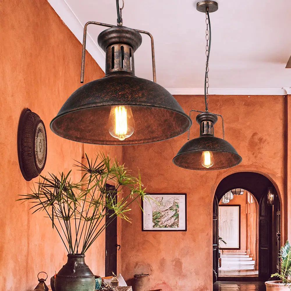 Industrial Vintage Rust Metal Pendant Lamps