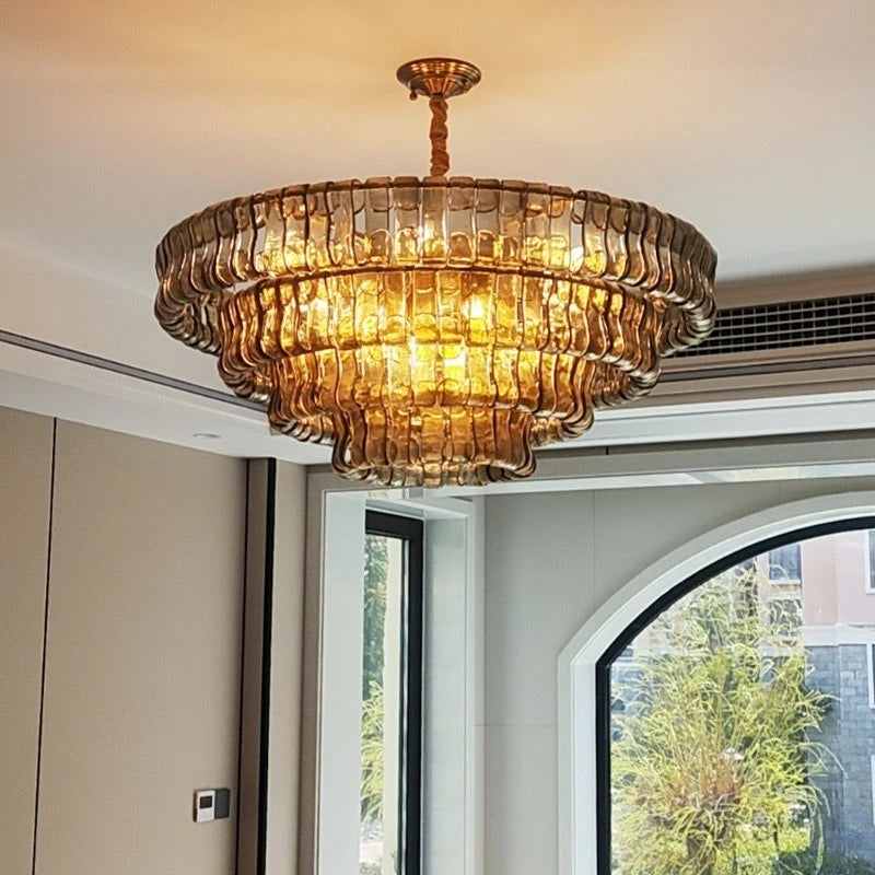 Luxury French Vintage Crystal Chandelier, Modern Murano Glass Flush Mount Ceiling Light for Bedroom Dining Room Hotel Decor