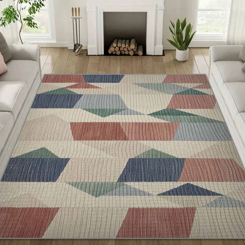 Minimalist Geometric Color Block Large Living Room Carpet