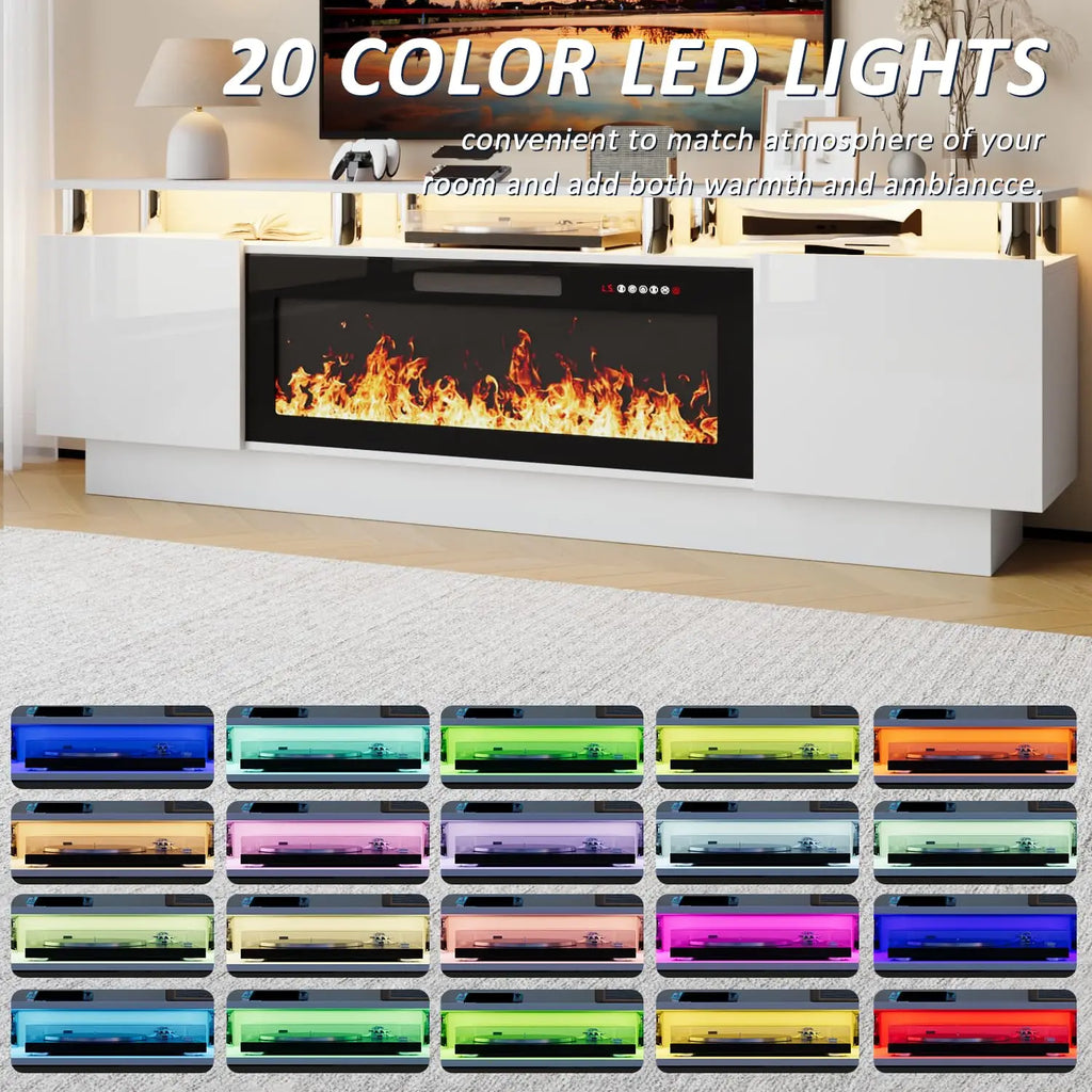 Modern Electric Fireplace TV Stand & Remote