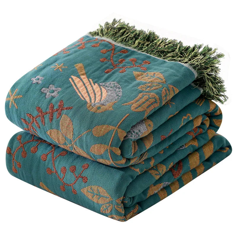 Reversible Boho Throw Blanket with Tassels