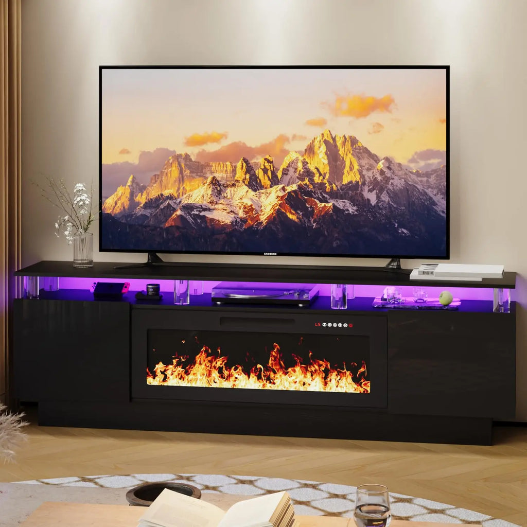Modern Electric Fireplace TV Stand & Remote