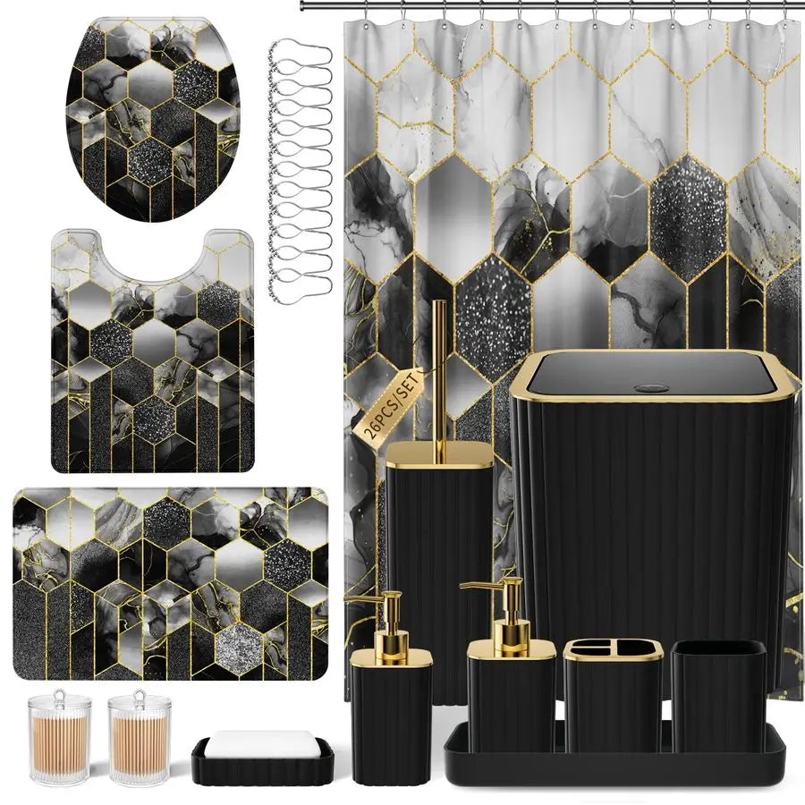 Black Bathroom Accessories Set 26PC