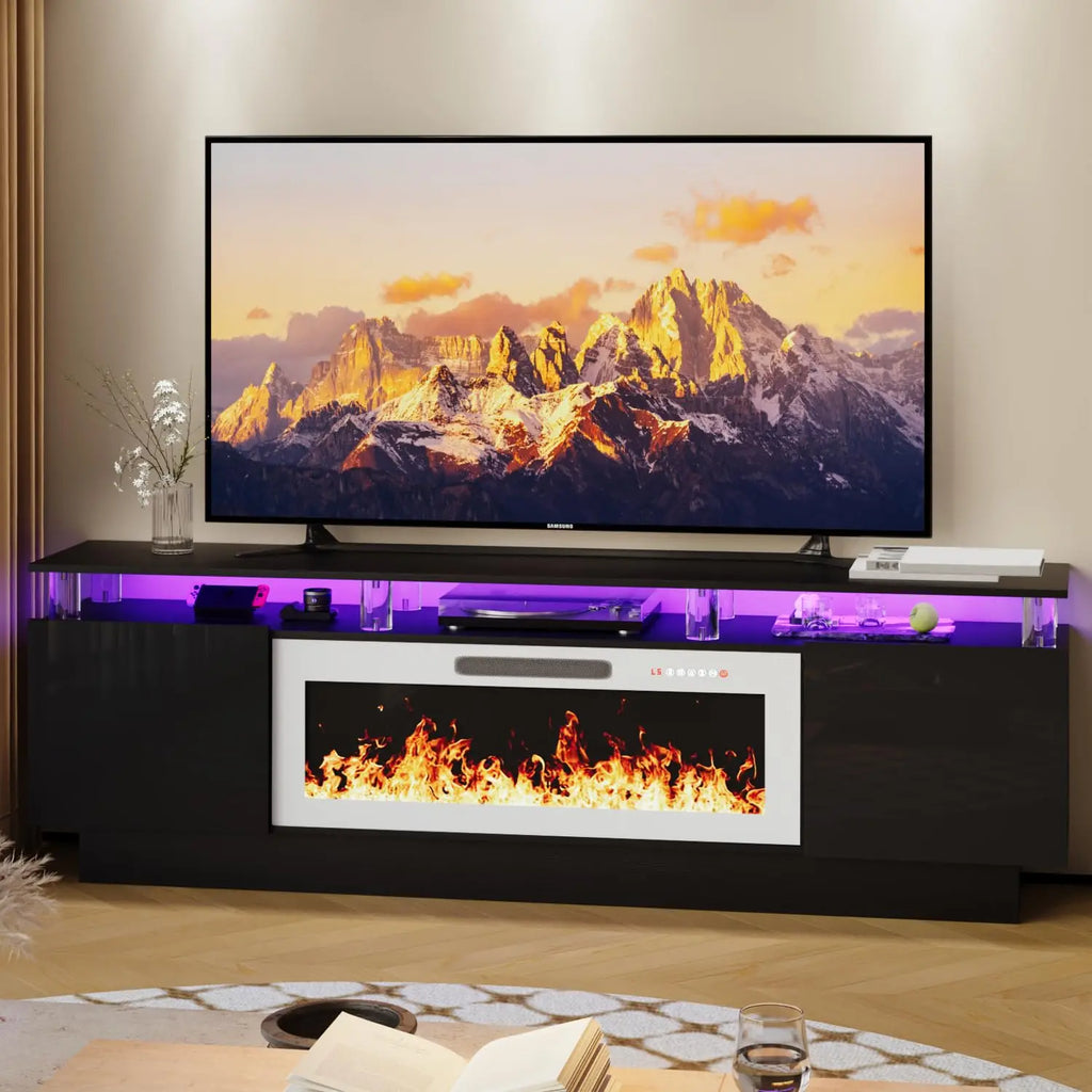 Modern Electric Fireplace TV Stand & Remote