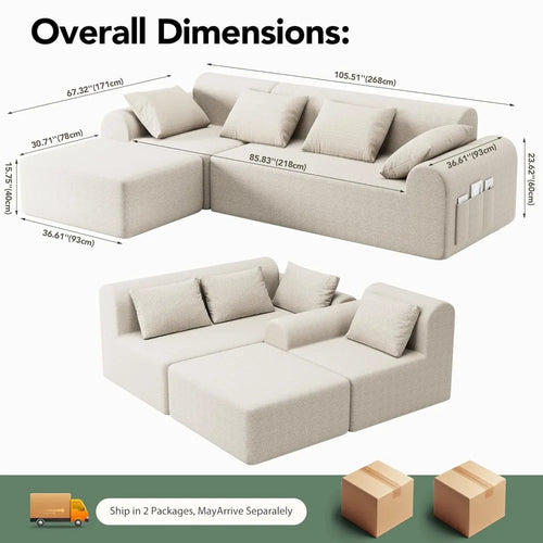 Cloud Boneless Sectional Sofa for Living Room