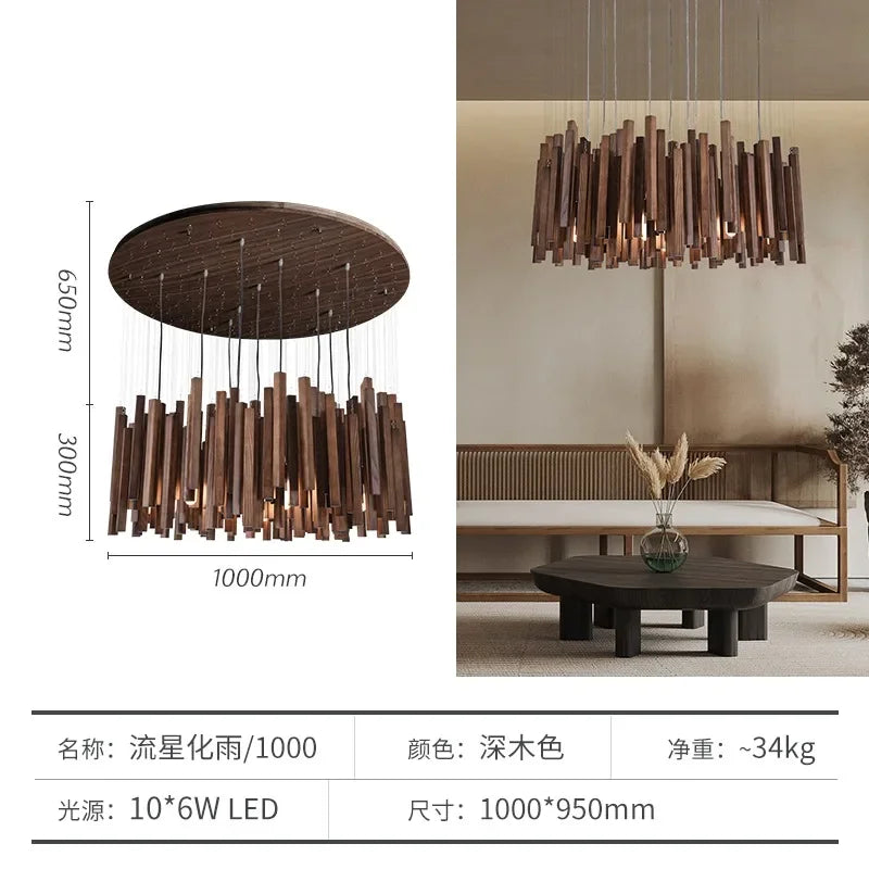 Retro Wooden Hanging Chandelier