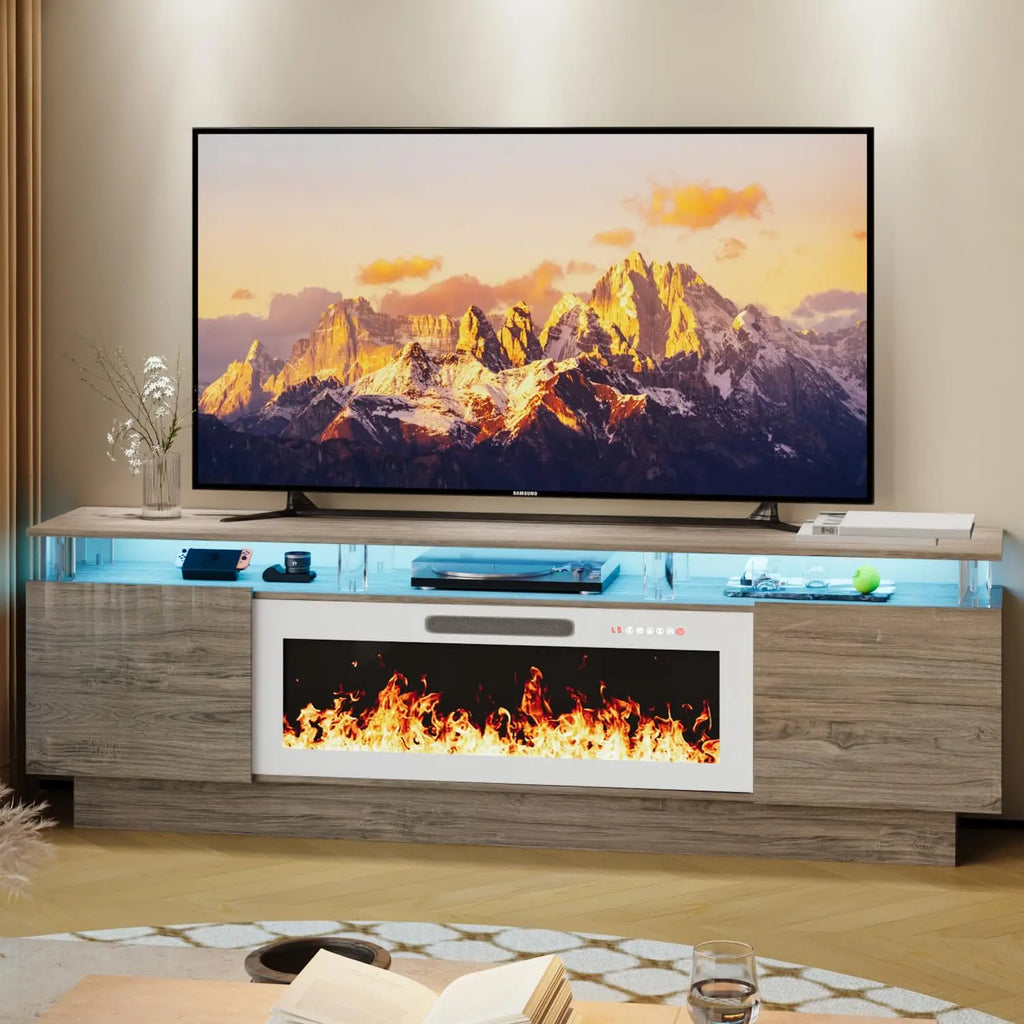Modern Electric Fireplace TV Stand & Remote