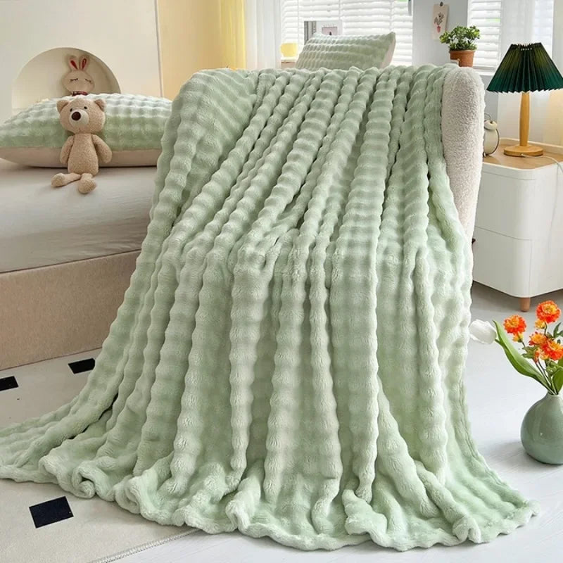 Luxurious Faux Rabbit Fur Throw Blanket