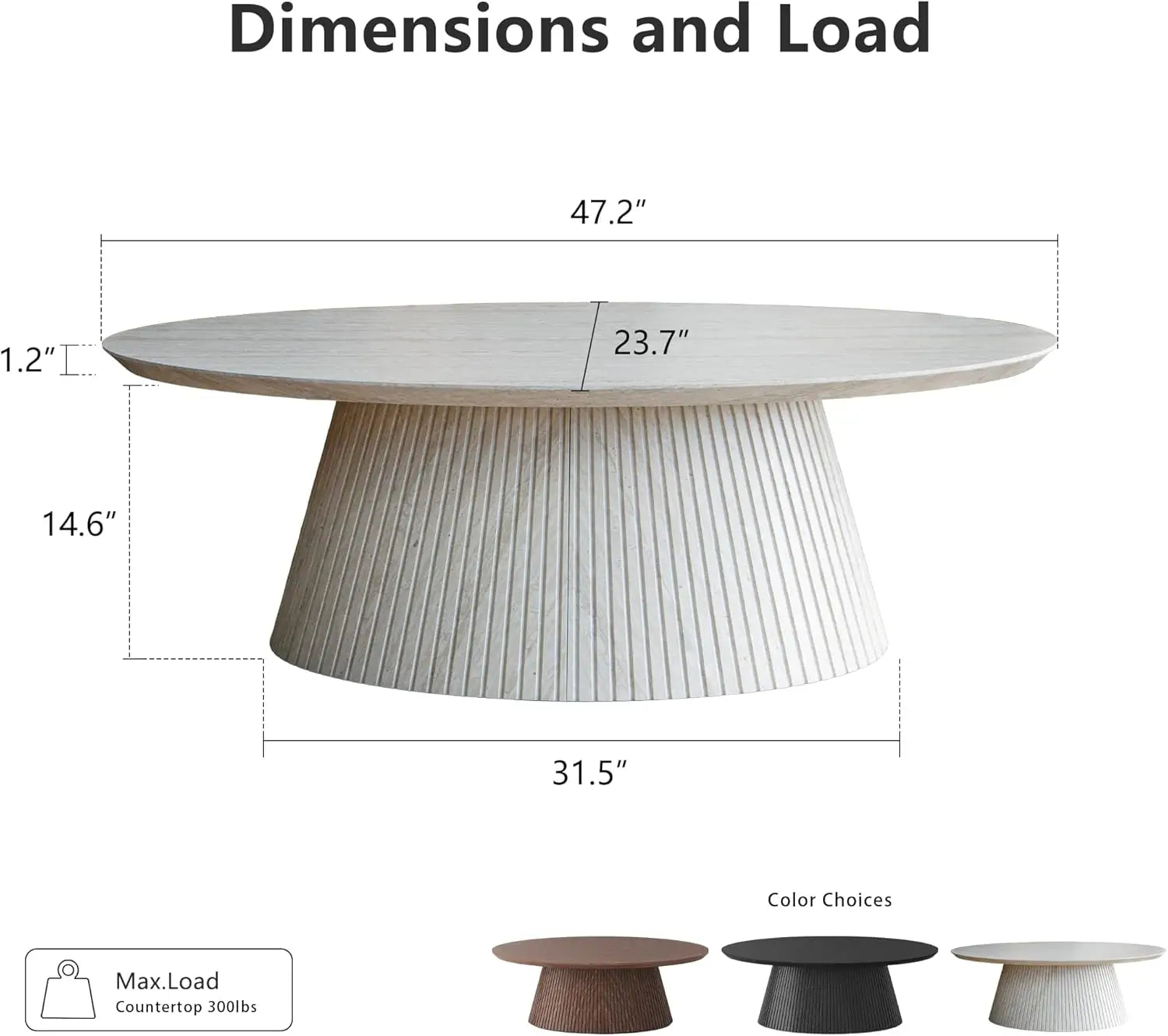 Modern Faux Stone Coffee Table with Fluted Design