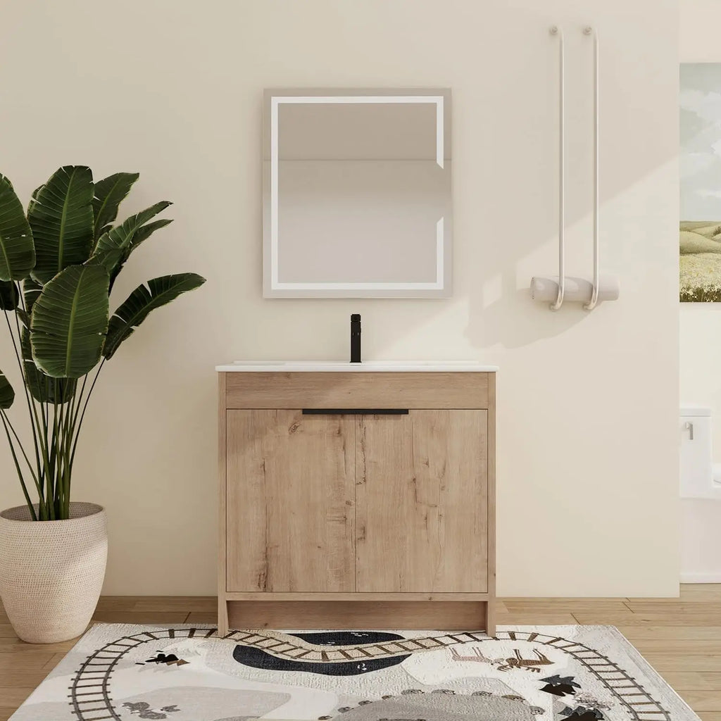 48" Modern Floor Stand Bathroom Sink with Cabinets