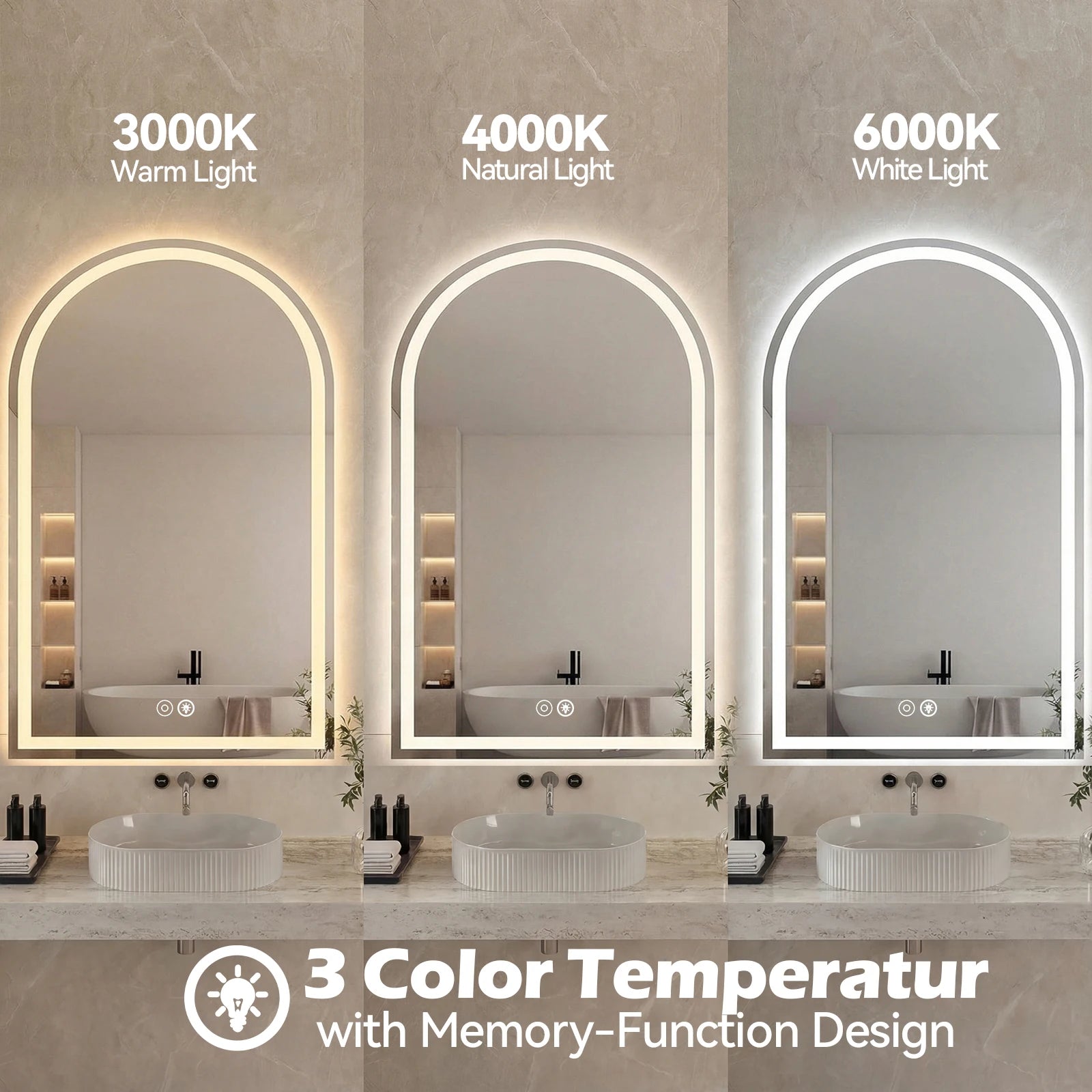 Arched LED Bathroom Vanity Mirror