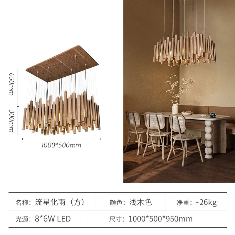 Retro Wooden Hanging Chandelier