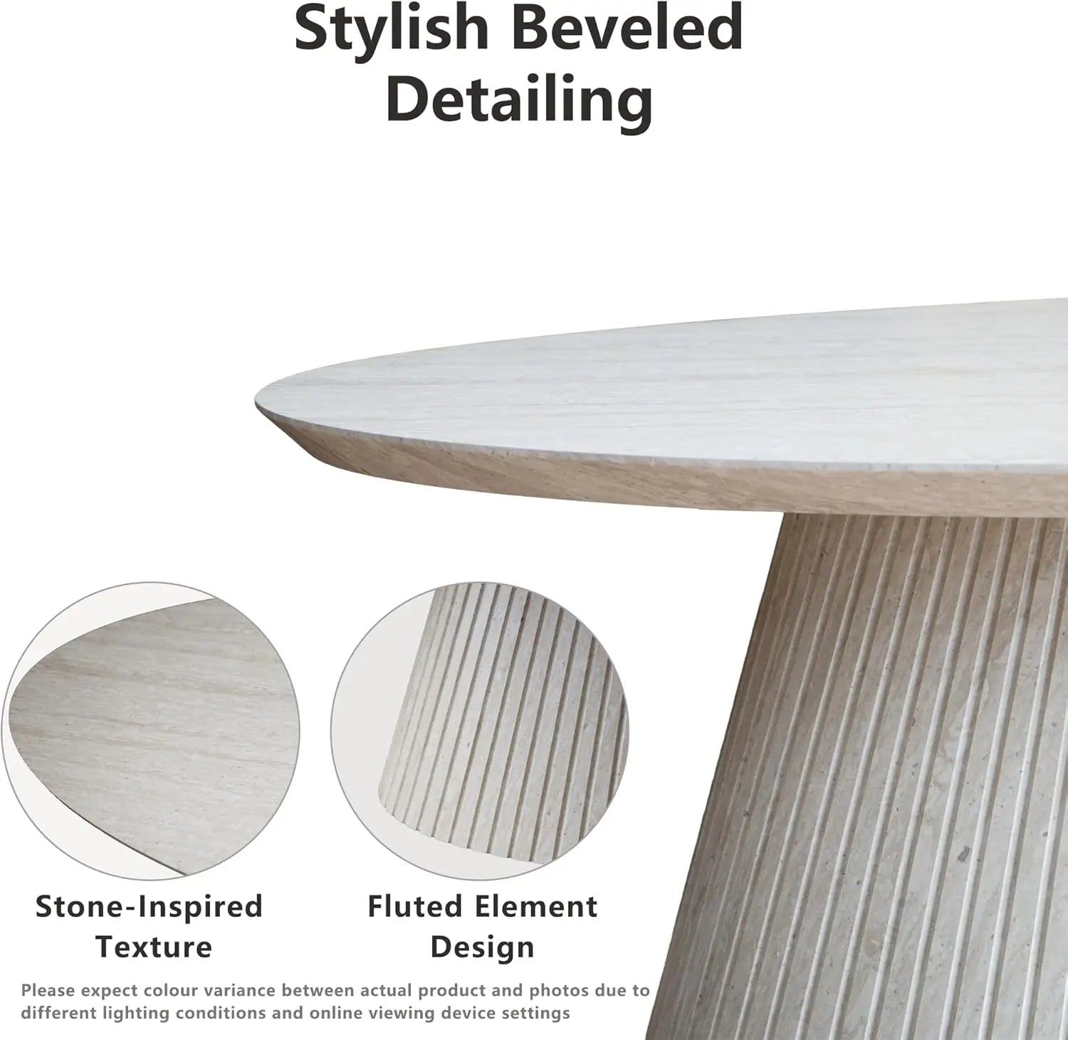 Modern Faux Stone Coffee Table with Fluted Design