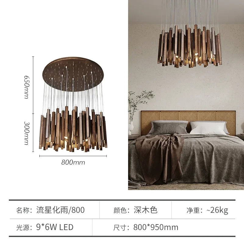 Retro Wooden Hanging Chandelier