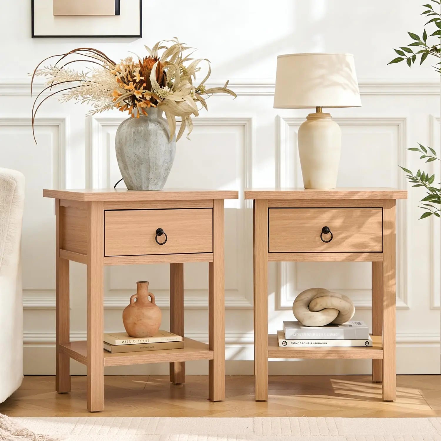 Oak Nightstand Set of 2