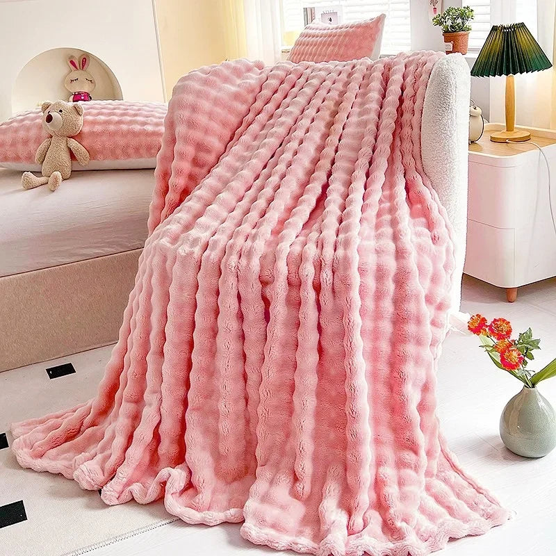 Luxurious Faux Rabbit Fur Throw Blanket
