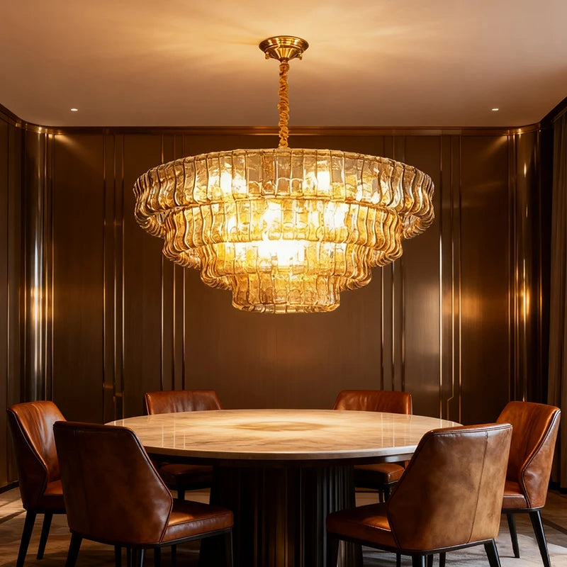 Luxury French Vintage Crystal Chandelier, Modern Murano Glass Flush Mount Ceiling Light for Bedroom Dining Room Hotel Decor