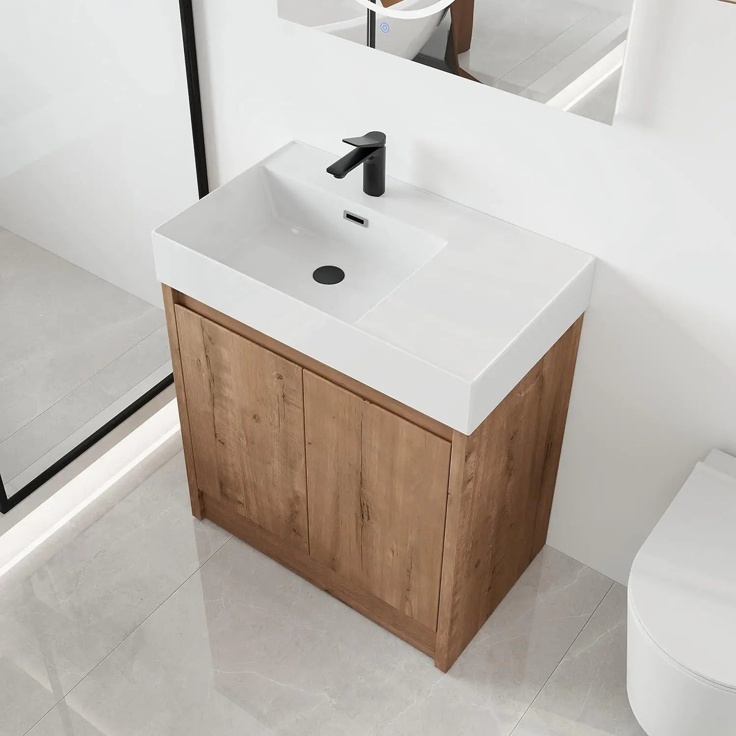 48" Modern Floor Stand Bathroom Sink with Cabinets