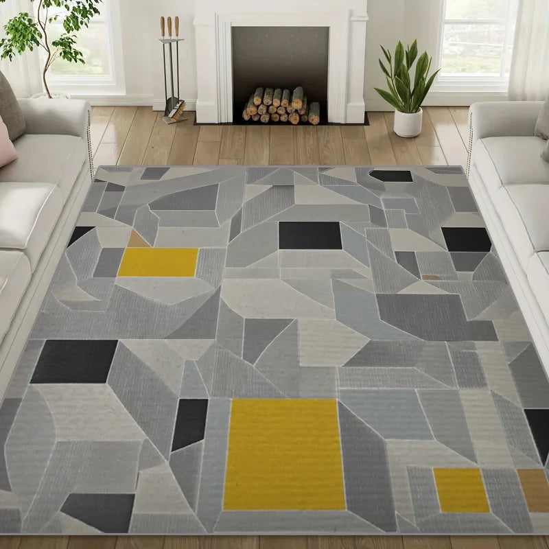Minimalist Geometric Color Block Large Living Room Carpet