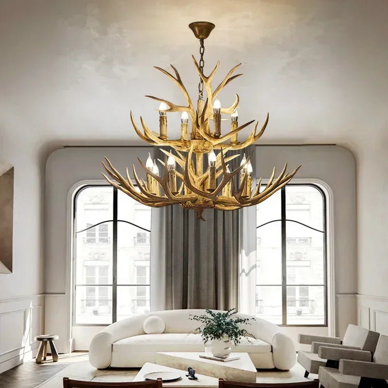 America Farmhouse Antler Deer Chandelier