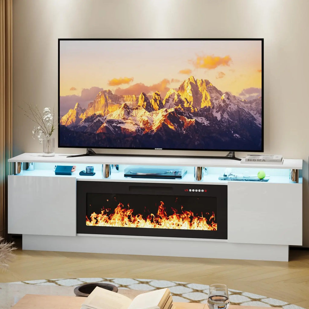 Modern Electric Fireplace TV Stand & Remote