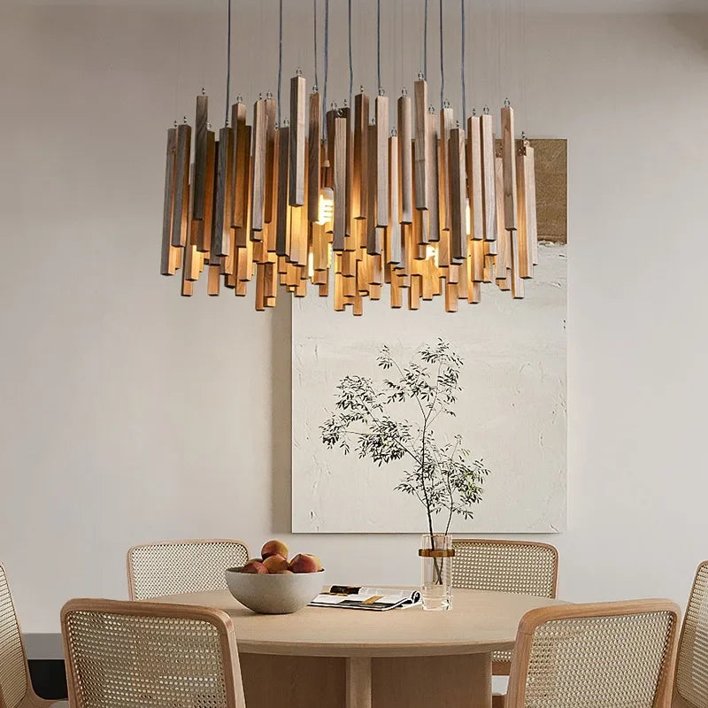 Retro Wooden Hanging Chandelier
