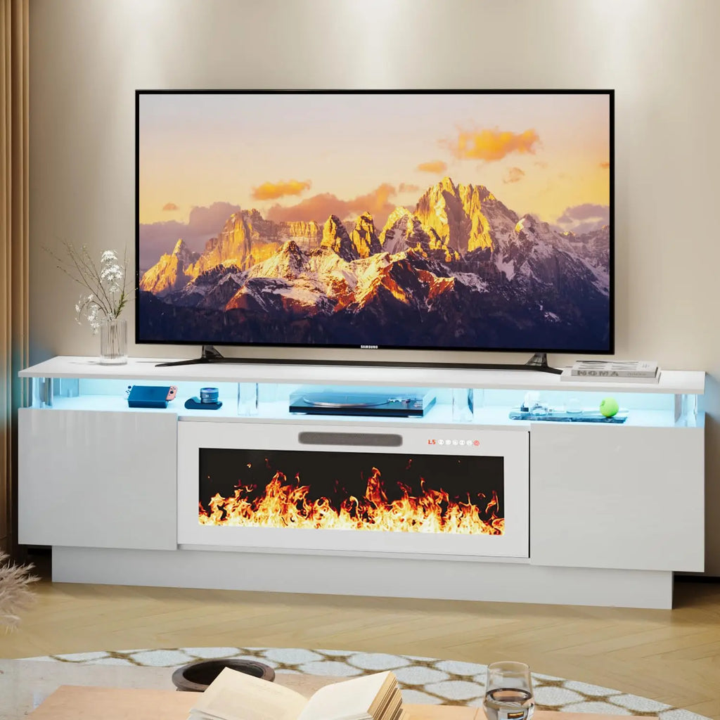Modern Electric Fireplace TV Stand & Remote