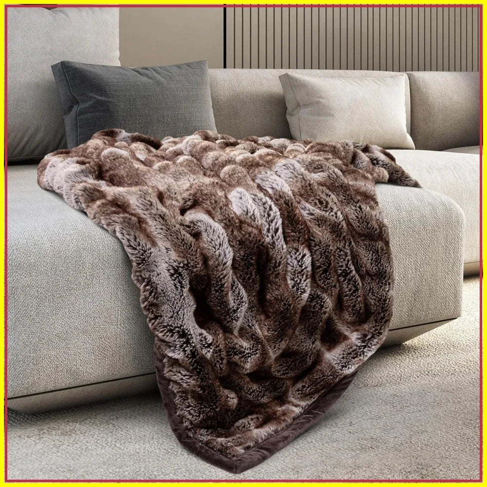 Reversible Faux Fur Throw Blanket