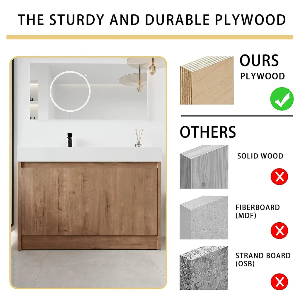 48" Modern Floor Stand Bathroom Sink with Cabinets