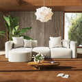 Minimalist Modern Curved Back Sofa with Ottoman