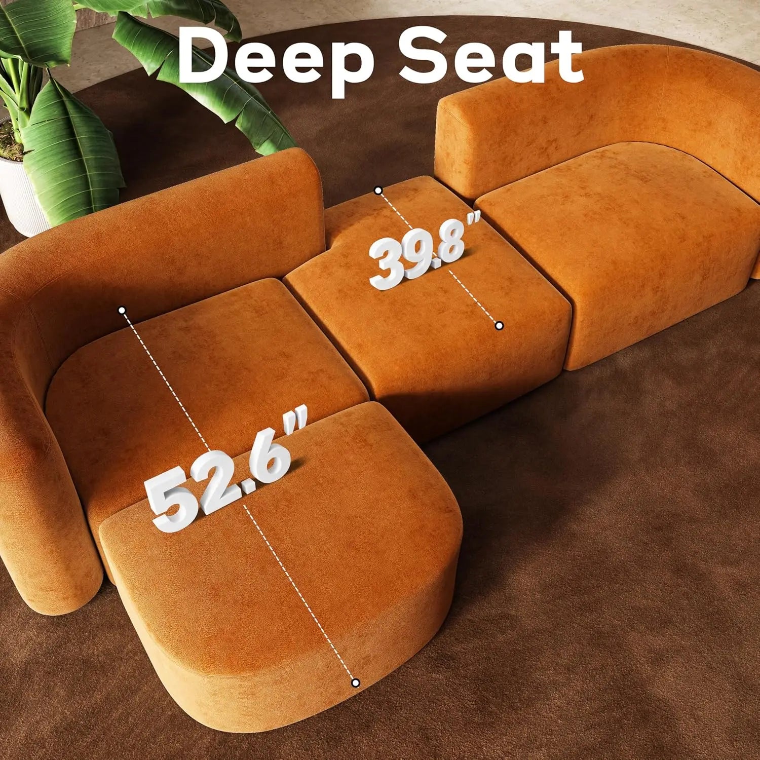 Minimalist Modern Curved Back Sofa with Ottoman