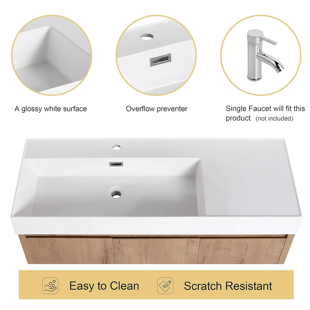 48" Modern Floor Stand Bathroom Sink with Cabinets