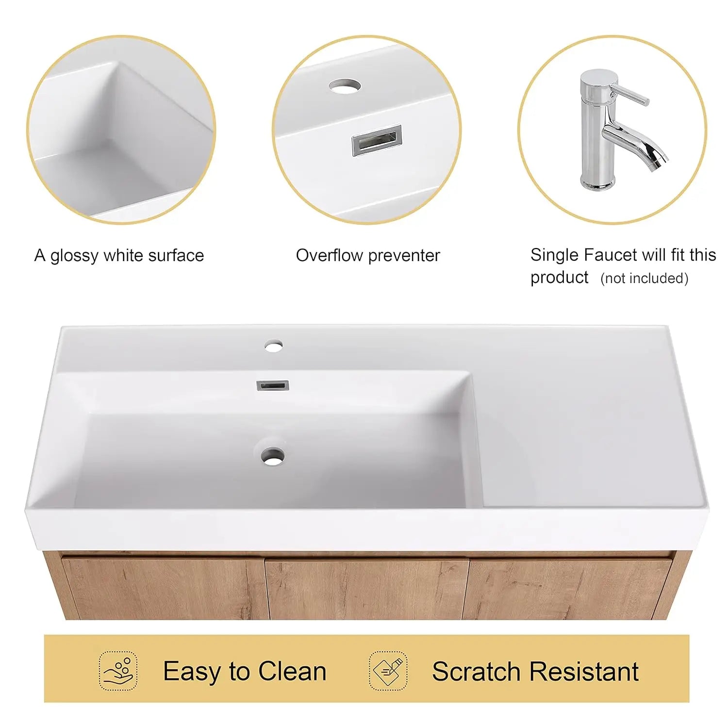 48" Modern Floor Stand Bathroom Sink with Cabinets