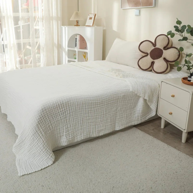 6 Layer Breathable Beige Cotton Blanket
