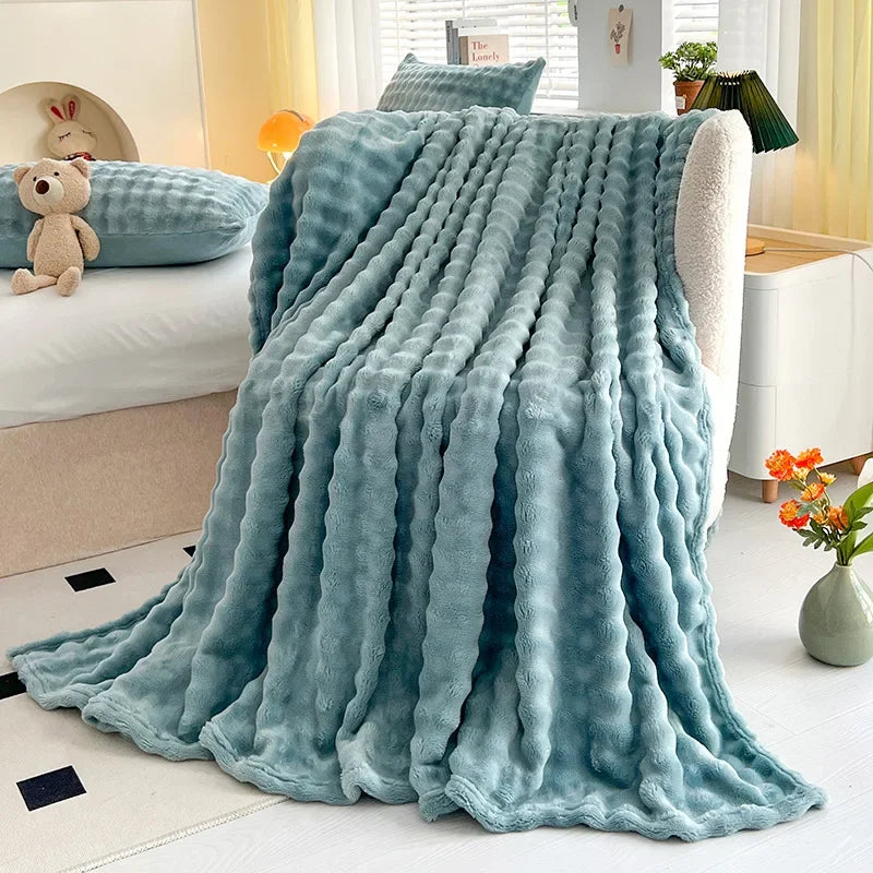 Luxurious Faux Rabbit Fur Throw Blanket