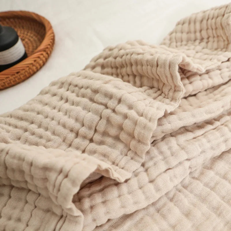 6 Layer Breathable Beige Cotton Blanket