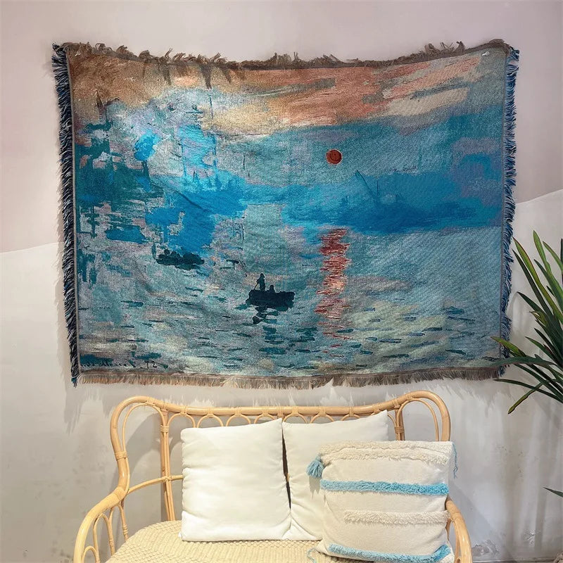 Monet Oil Painting Lotus Blankets