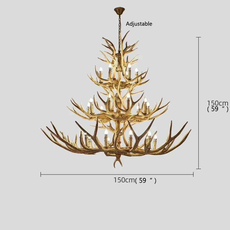 America Farmhouse Antler Deer Chandelier