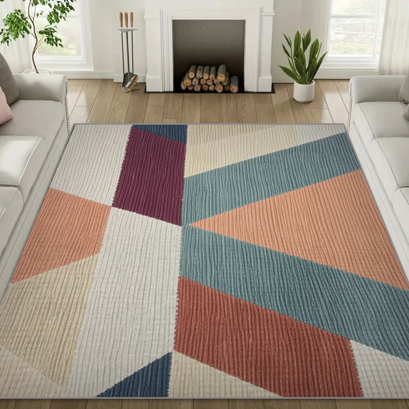 Minimalist Geometric Color Block Large Living Room Carpet