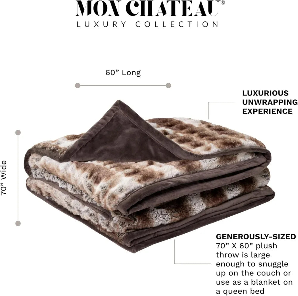 Reversible Faux Fur Throw Blanket