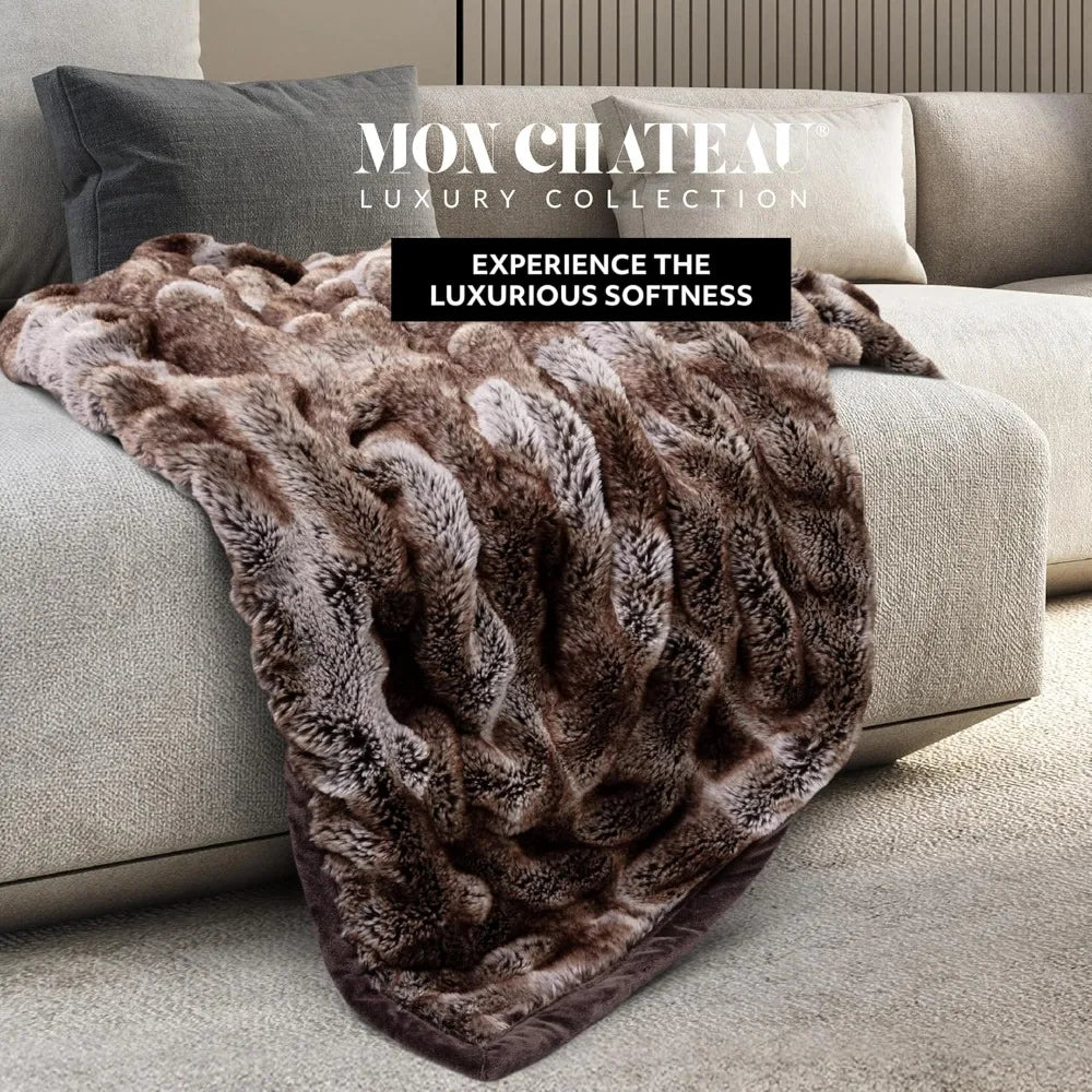 Reversible Faux Fur Throw Blanket