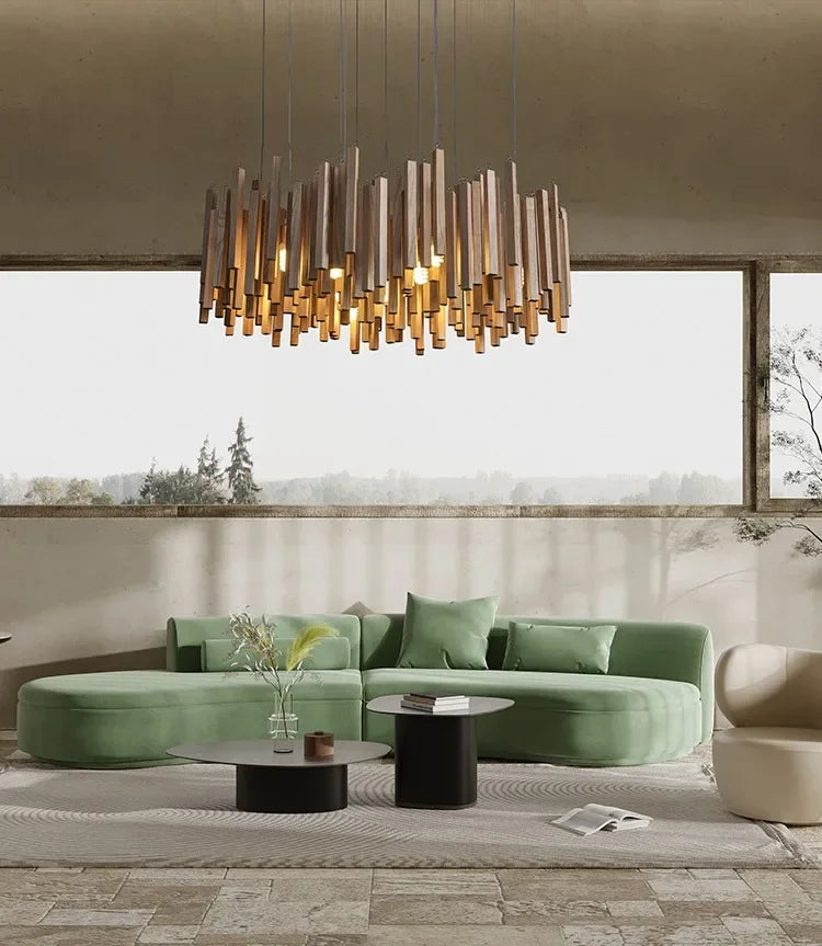 Retro Wooden Hanging Chandelier