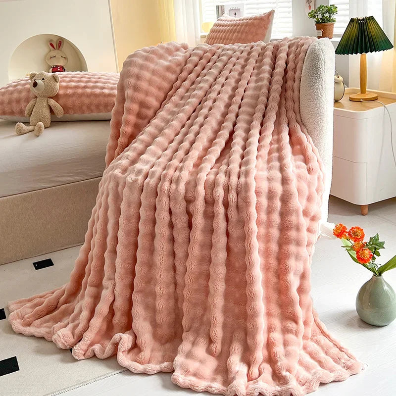 Luxurious Faux Rabbit Fur Throw Blanket