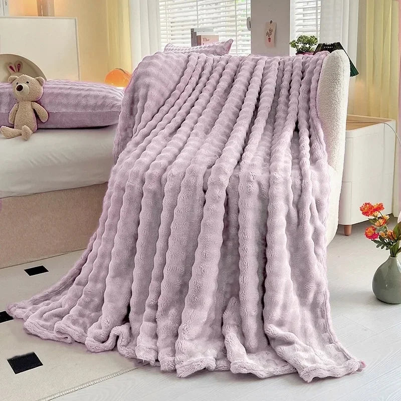 Luxurious Faux Rabbit Fur Throw Blanket
