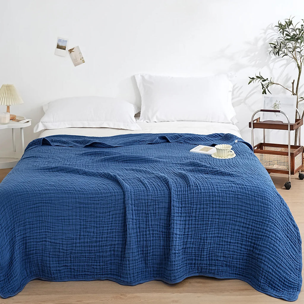 6 Layer Breathable Beige Cotton Blanket