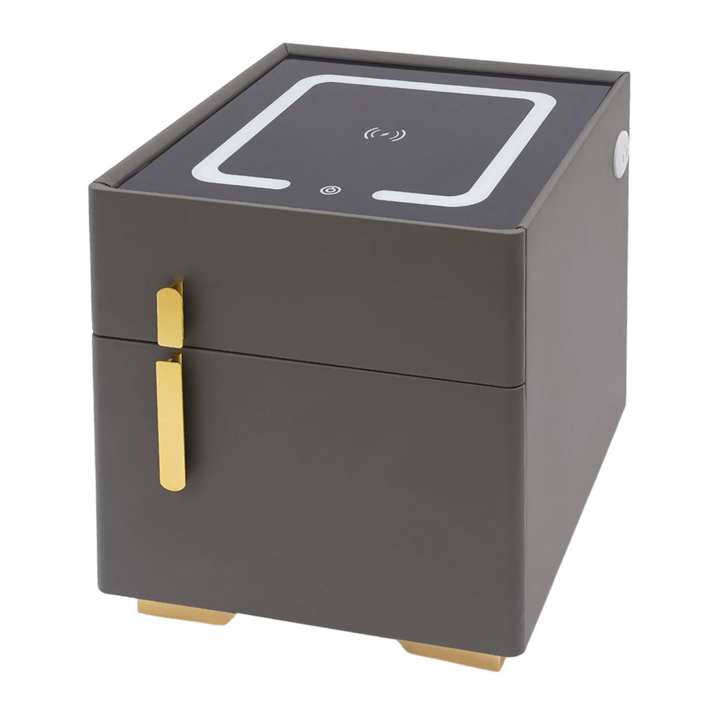 Smart Nightstand w/ Drawer, Safe & Wireless Charging