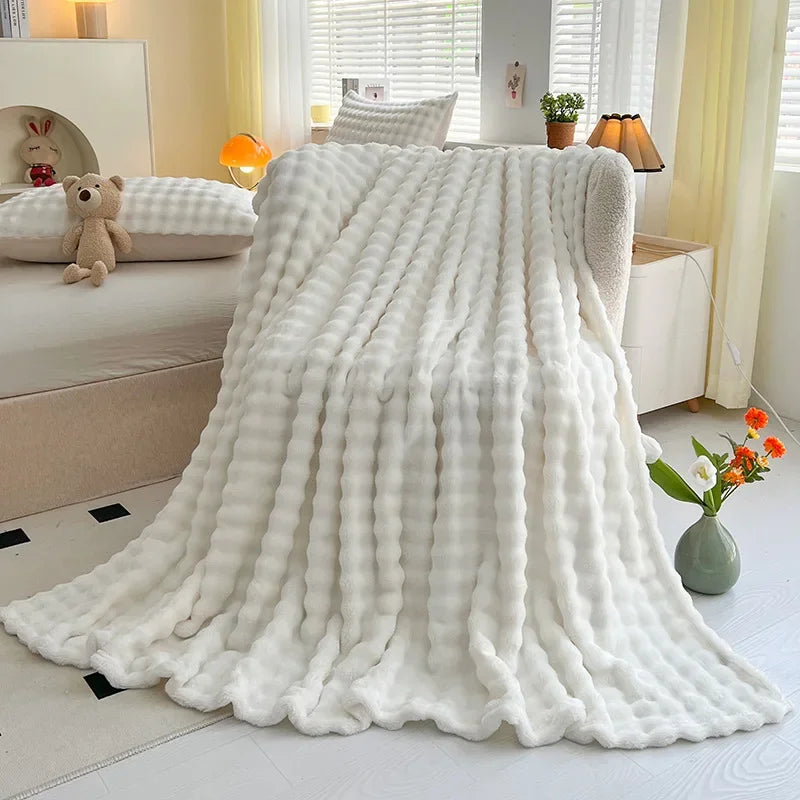 Luxurious Faux Rabbit Fur Throw Blanket