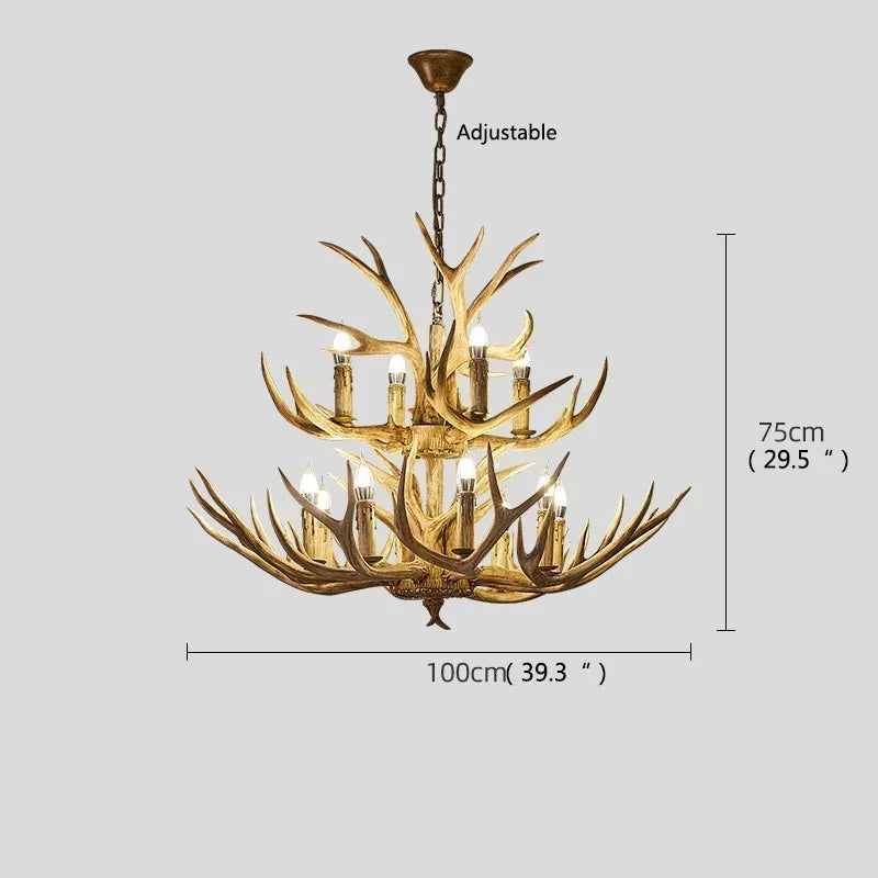 America Farmhouse Antler Deer Chandelier